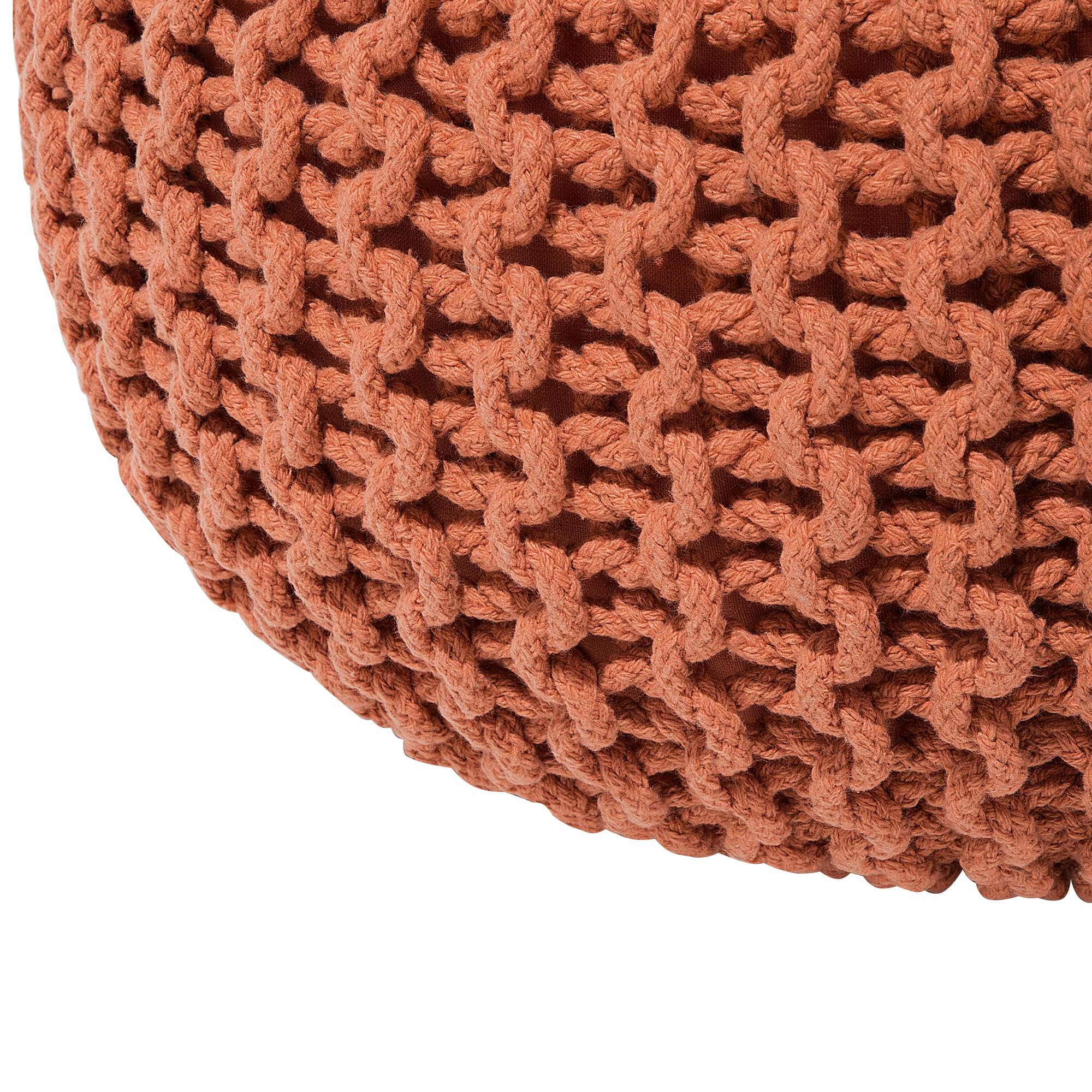 Geflochtener Strickpouf zum Sitzen Baumwolle braun rund 40 cm Modern Conrad