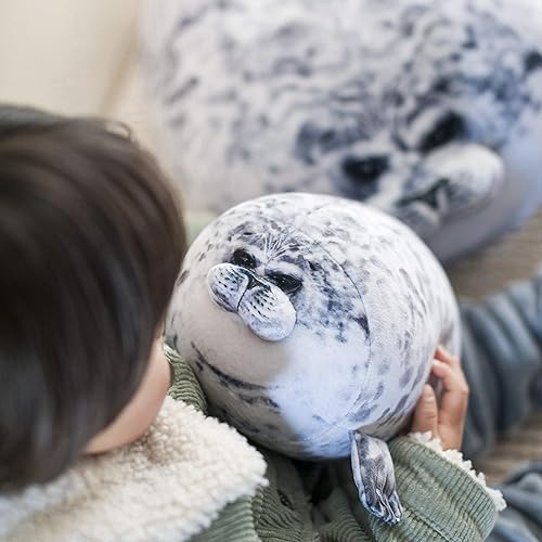 Miniatura 6 de Minimin Seal - Almohada de peluche con sello gordito y relleno para niños, ropa de cama súper suave, almohada para acurrucarse (tamaño grande)