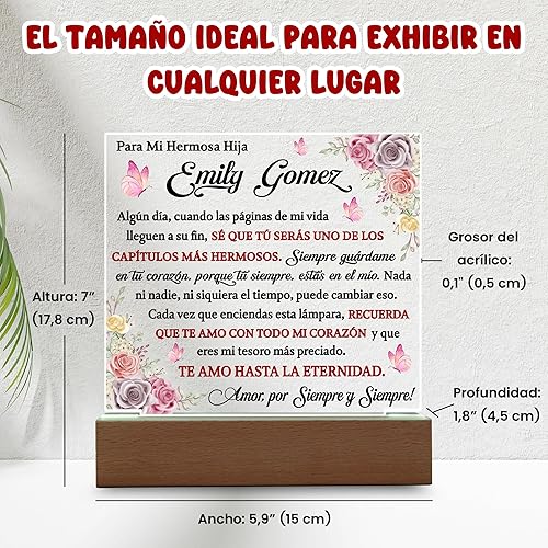 Miniatura 3 de Lampara De Amor Eterno Para Mi Hija En Español, Placa Personalizada De Graduación, Regalo De Graduación Para Mi Hija, Regalos De Graduación 2025