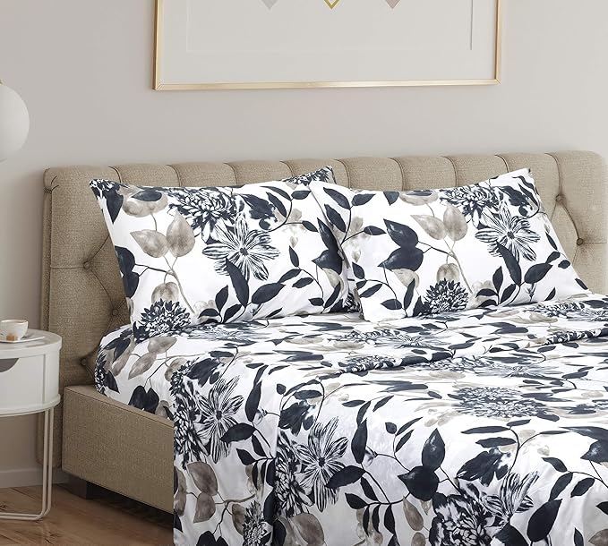 Home Beyond & HB design 4Piece Printed Bed Sheets Set (Queen Size