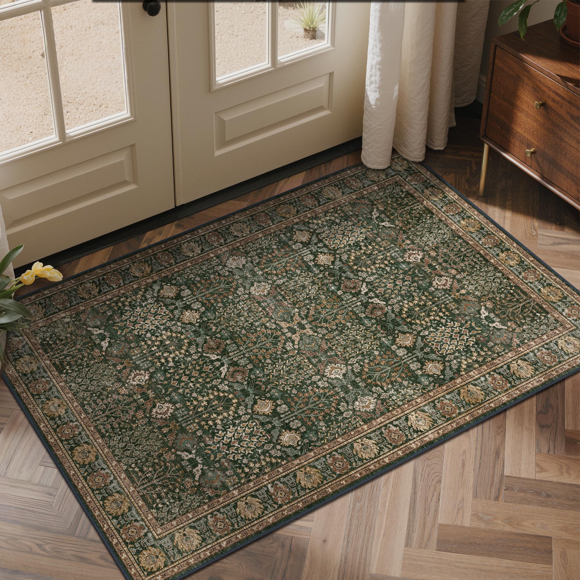GENIMO Small Rug 60x90cm Orient Green Washable Non-Slip Hallway Carpet Boho โ image 1
