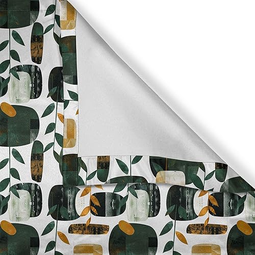 Miniatura 3 de Ambesonne Juego de 3 piezas de cenefa retro y cortina de niveles, formas geométricas abstractas contemporáneas y hojas arte de pintura con Gris