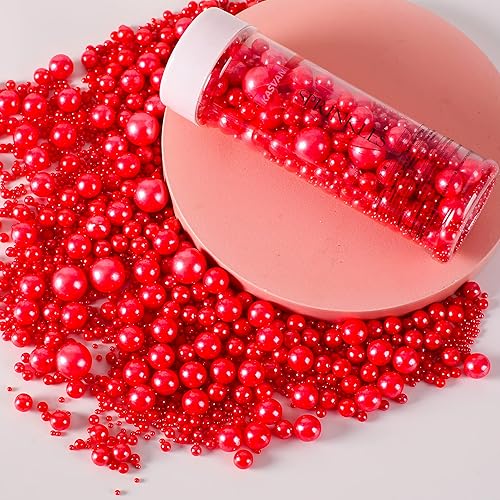 Miniatura 3 de Kasvan Red Pearl - Gránulos de azúcar comestibles de 4.59 oz4.58 onzas, tamaño mezclado, decoraciones de pasteles para hornear, coberturas de helado
