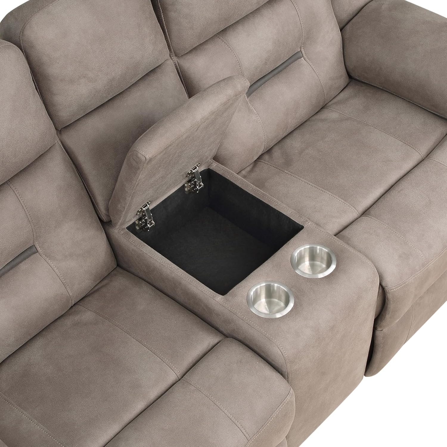 Steve Silver Company Traditioanl Abilene Tan Manual Console Loveseat Recliner Sofa, 160° Degree Recline, Living Room, Brown