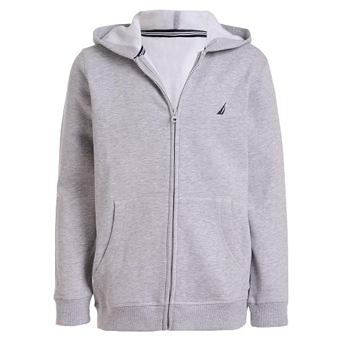 Nautica Boys' Zip Up Hoodie Sweatshirt, Signature Logo Design, Kangaroo