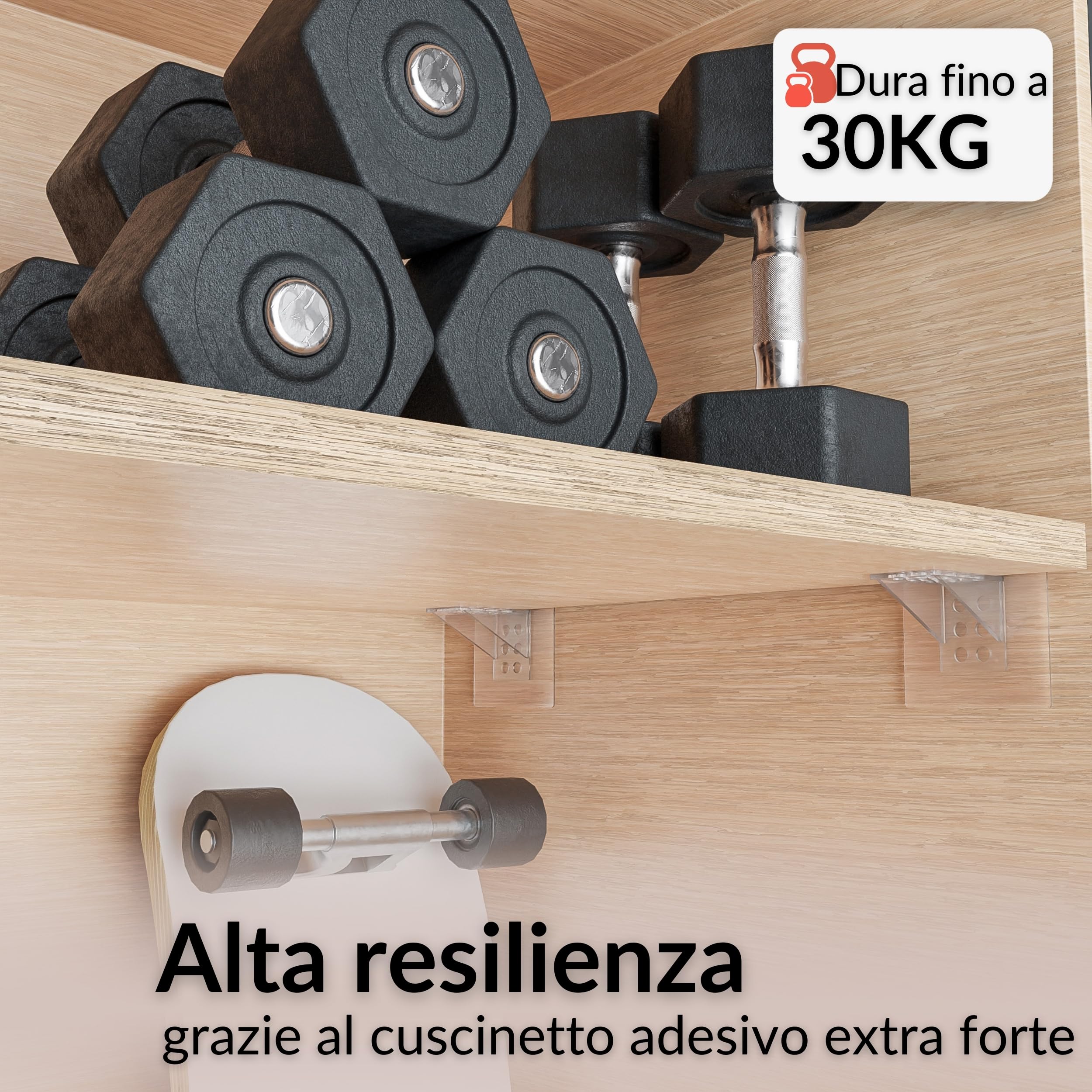 DEKAZIA® 16 Pz Supporti per Mensole Autoadesivi | Reggimensola Adesivo Senza Forare | Supporto Scaffale per Armadio e Libreria