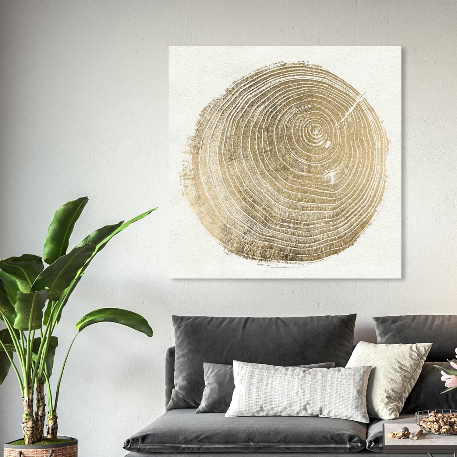 Oliver Gal Artist Co. Abstract, Canvas Wall Art 'Cuore di Legno II' Patterns, Ready to Hang Living Room, Bedroom and Bathroom Home Décor, 40x40, Gold Canvas Art