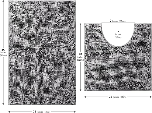 Miniatura 5 de SERISSA Juego de 2 alfombras de baño, absorbentes para baño, de felpilla antideslizante, juego de alfombras de baño en forma de U + alfombra de