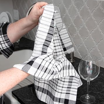 Ritz Wonder Towels, 30 x 20, 100% Cotton Kitchen Towels, Highly Absorbent, Large Size, Finely Woven, Lint Free, Streak Free Cleaning, Easy Care Towel Set, 2-Pack, Black