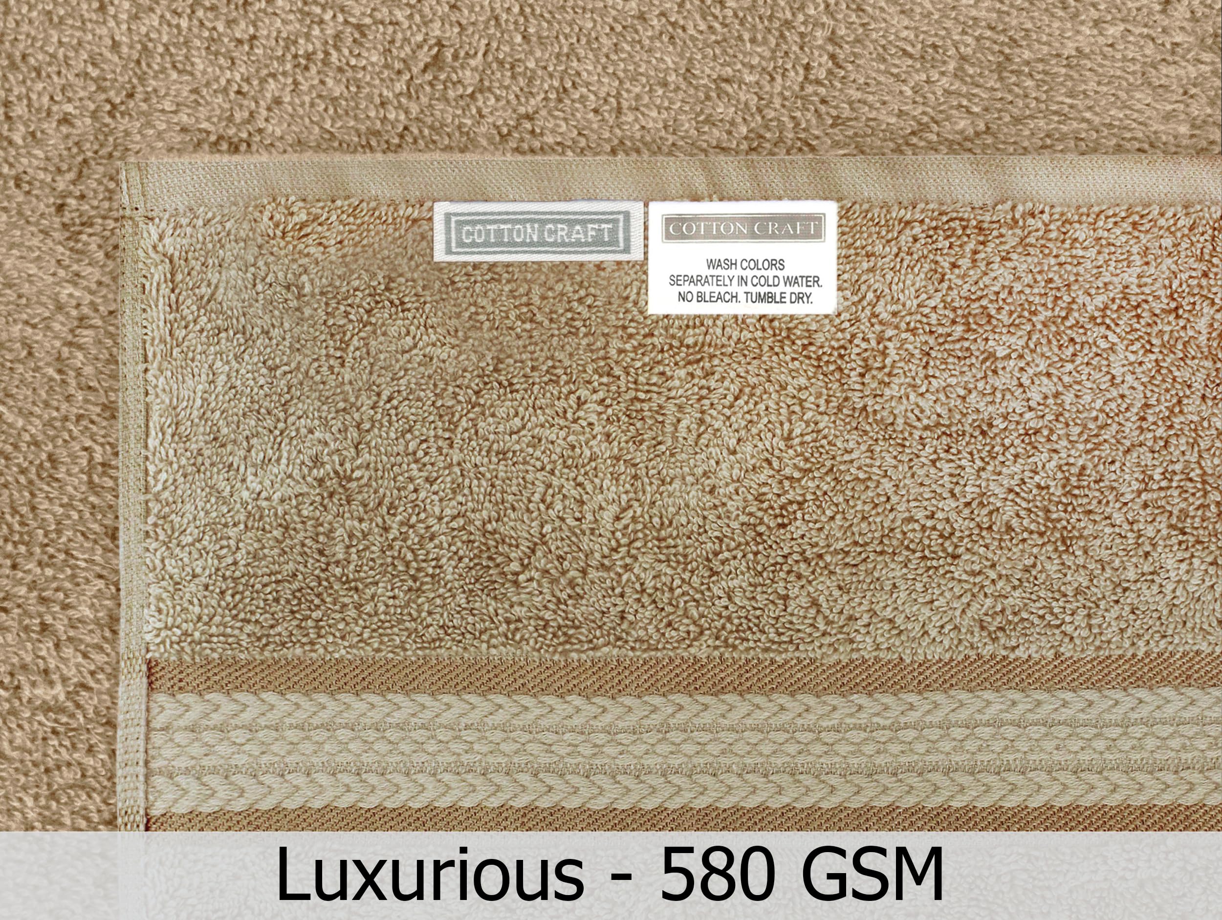 COTTON CRAFT - Lot de 4 Serviettes de Bain Ultra Douces - 193 x 335 cm - Lin - 100% Pur Coton filé à l'anneau - Bordure Luxueuse en Rayonne - Idéal pour Un Usage Quotidien - Entretien Facile - Lavage