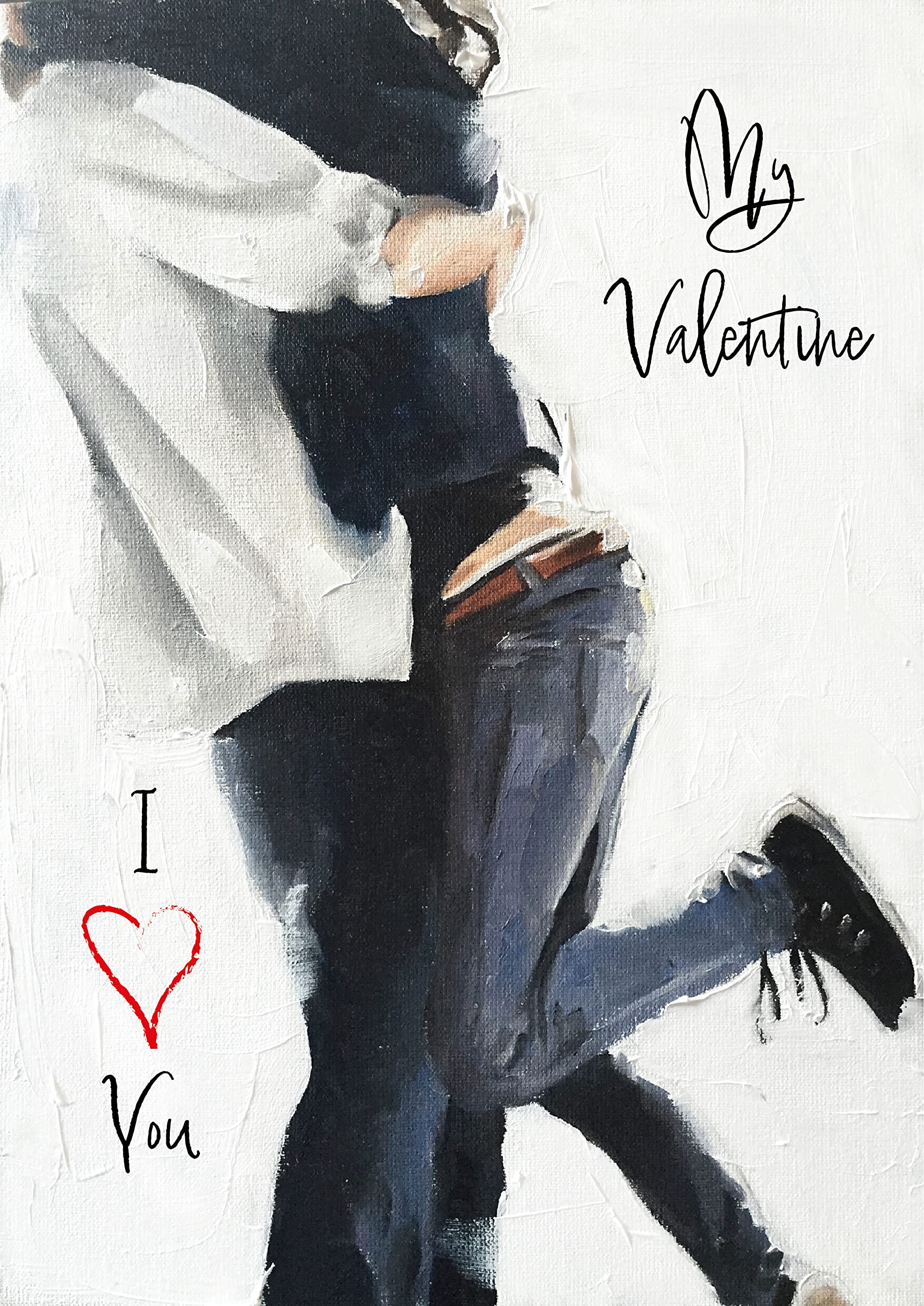 James Coates Valentines Card for husband wife girlfriend boyfriend on Valentine's Day couple hugging Multicolour A5