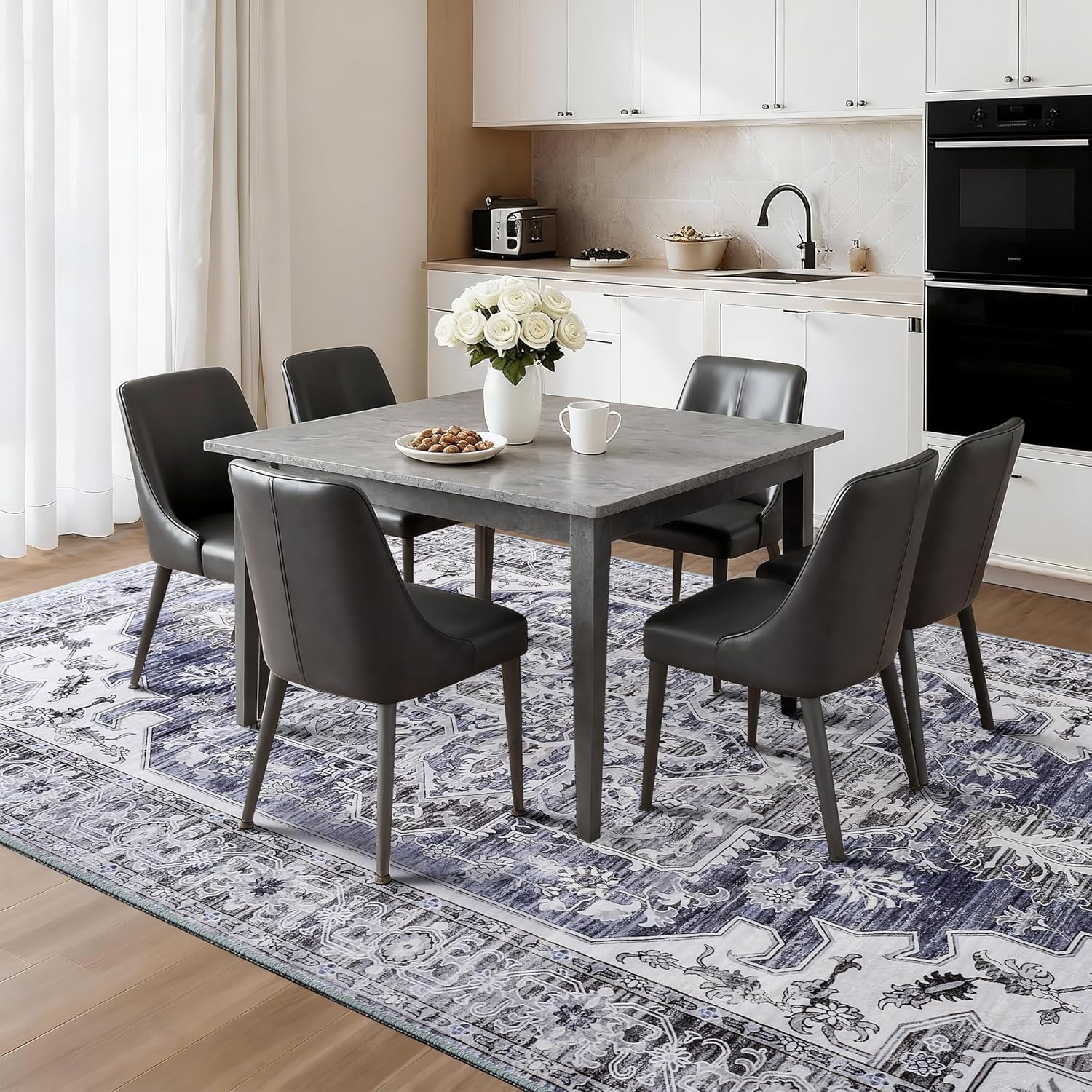 Maxsoft Large Area Rugs for Living Room Bedroom, 5x7 Gray Blue Washable Rug with Rubber Backing, Non-Slip and Stain Resistant Soft Throw Indoor Carpet for Dining Room Office Kitchen Dorm Home Decor