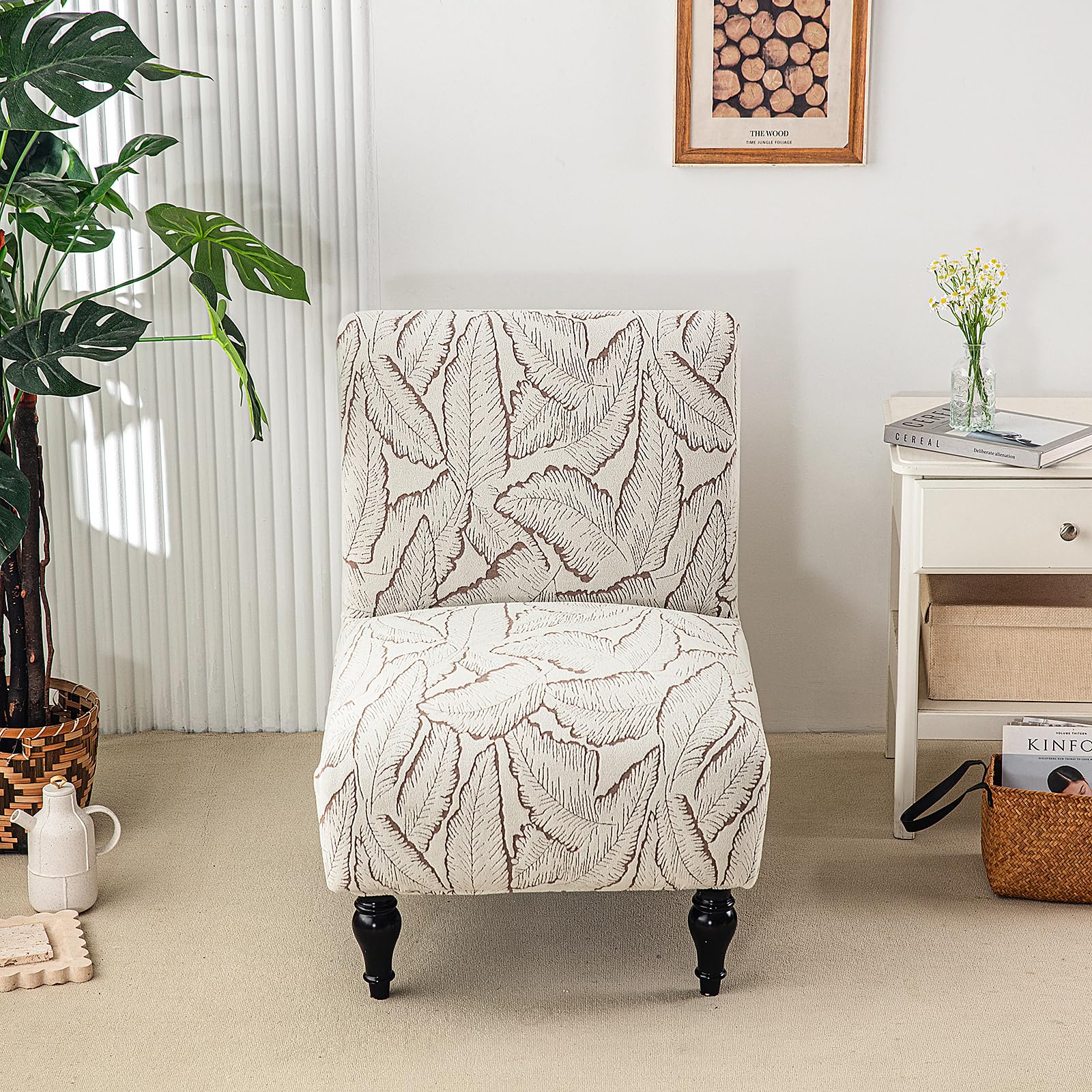 BSYMDH 2PCS Armless Accent Chair Cover Printed Soft Armless Chair Slipcovers Armless Chair Slipcover Printed Armless Chair Covers for Living Dining Room Hotel,14