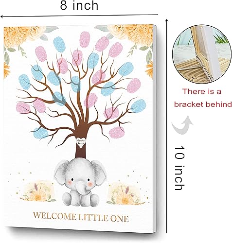 Miniatura 2 de Misaidou Decoración de lienzo de árbol de huellas dactilares para revelación de género, fiesta de revelación de género, ideas de fiesta de libro de