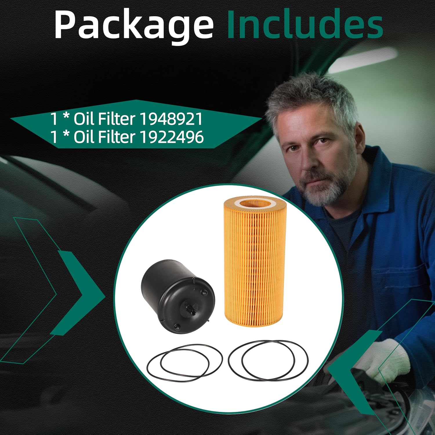 Oil Filter Set Compatible With MX13 MX11 EPA13 Engine For Peterbilt DAF Kenworth Trucks Replaces P55092 1872106 1948921PE P550812 OE# 1948921 & 1922496(Set of 2)