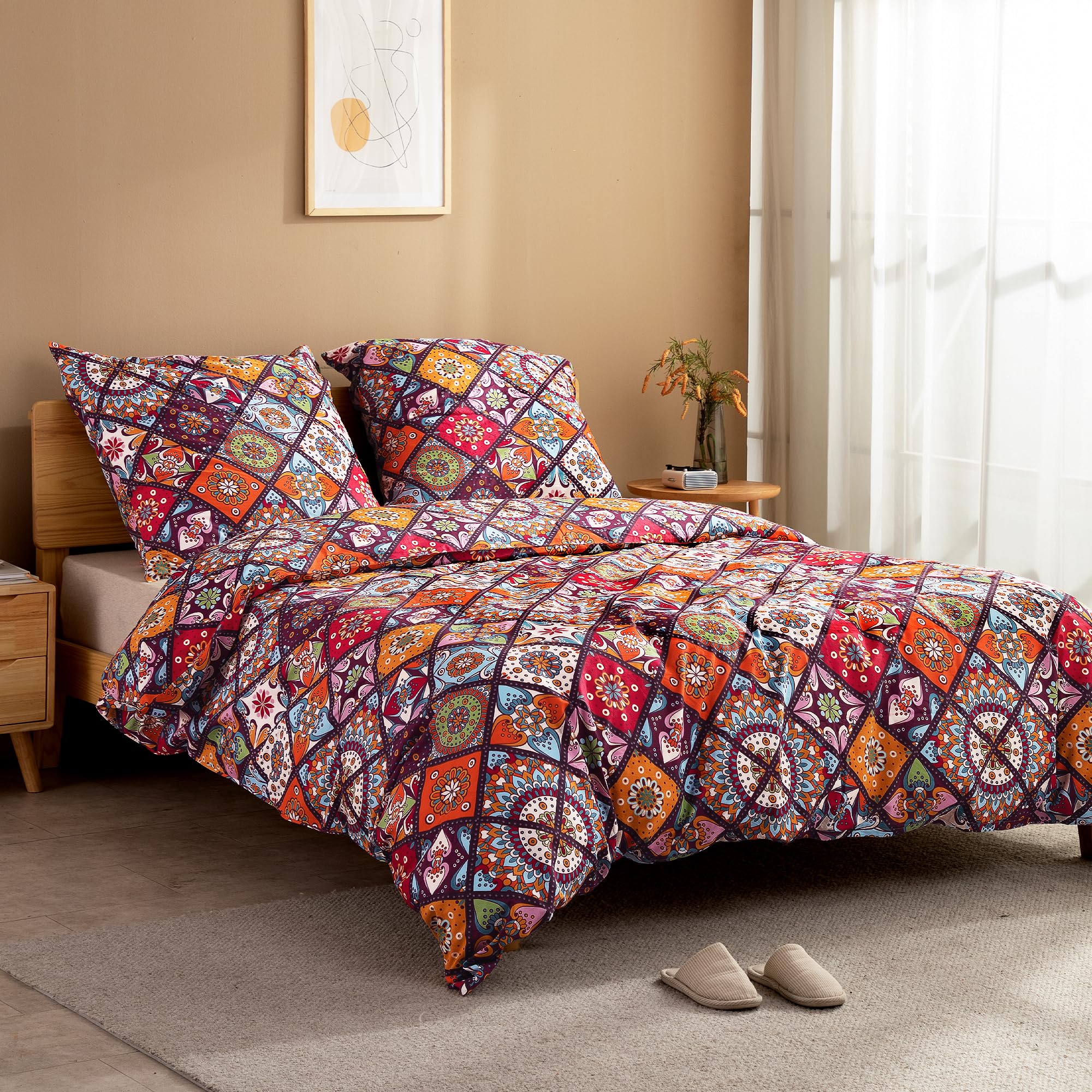 ATsense Ropa de cama de 135 x 200 cm, algodón, multicolor, ropa de cama de 135 x 200 cm, 2 piezas, muy suave, con cremallera, 1 ropa de cama + 1 funda de almohada de 80 x 80 (algodón, cachemira)