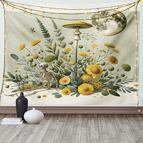 Miniatura 4 de Ambesonne Tapiz de naturaleza, silueta de oso salvaje en el bosque de la selva en la noche oscura, ilustración para colgar en la pared para Verde