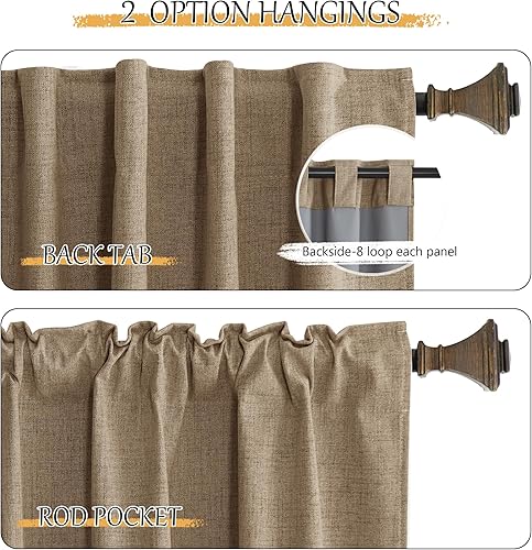 Miniatura 7 de StangH Cortinas de lino natural 100% opacas de 84 pulgadas de largo, con aislamiento térmico, cortinas y cortinas para dormitorio, pestañas
