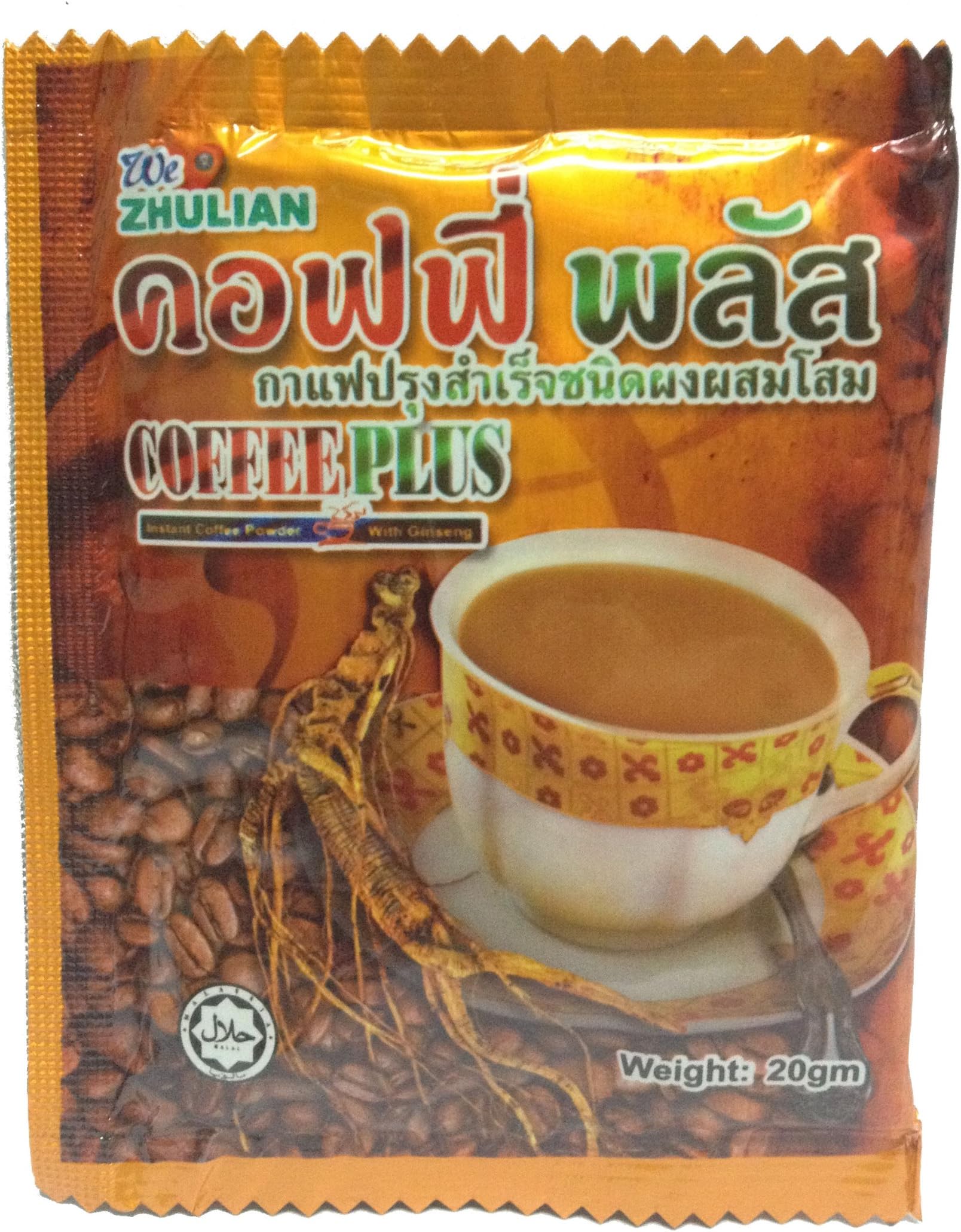 Zhulian Coffee Plus Instant Coffee Powder with Ginseng (20 Sachets)