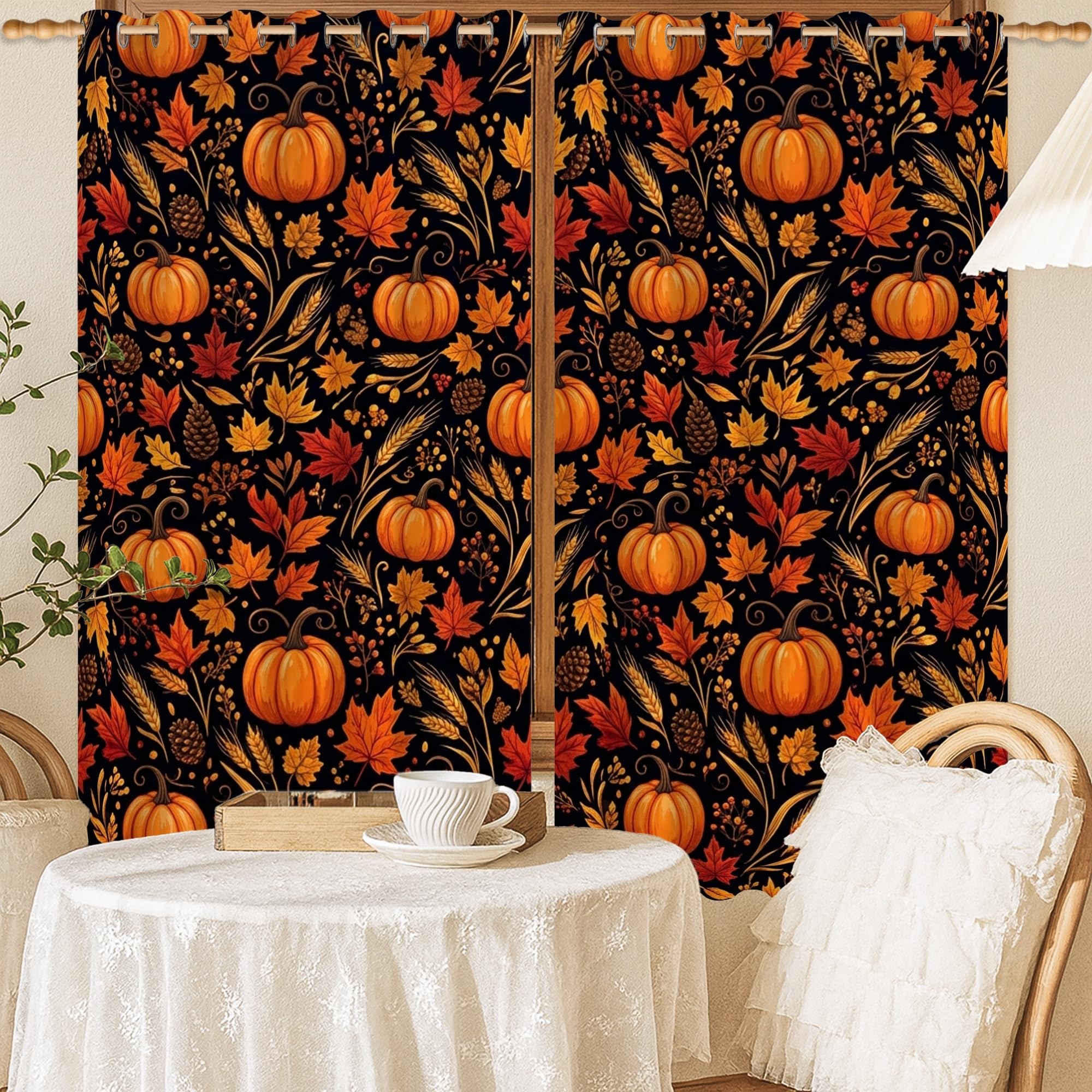 Rideaux occultants à motif automnal pour réchauffer l'ambiance de votre cuisine et de votre salon