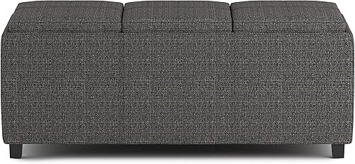 Miniatura 335 de Otomana rectangular de almacenamiento de cuero sintético Simpli Home Avalon., Cuero, Marrón Azul,Marrón Chocolate,Cloud gris,Gris oscuro,Azul