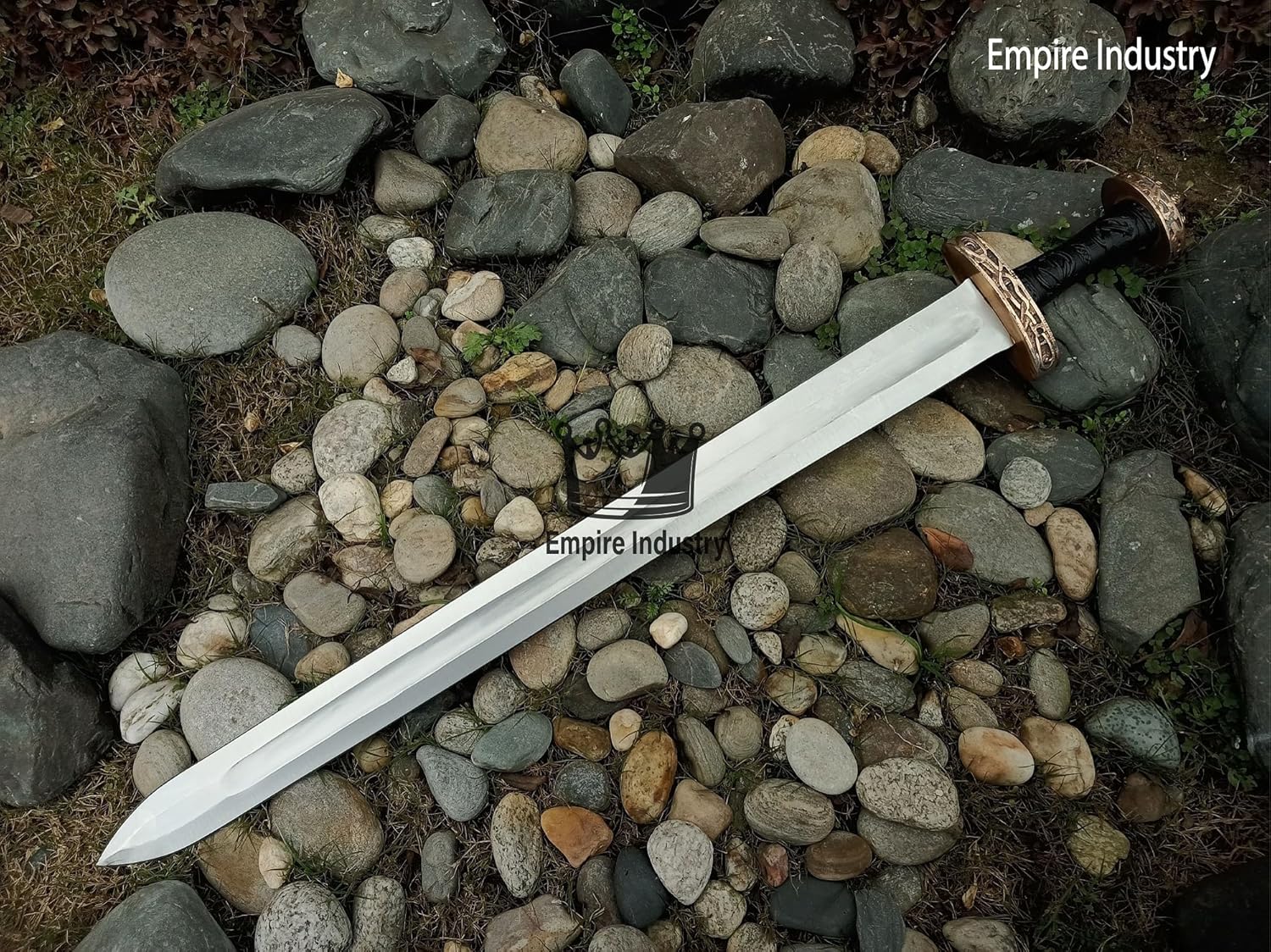 Empire - 28 Inch Long Handmade J2 Steel Oslo Viking Sword with Sheath - Silver Grip Hunting Sword Survival Sword - Greek Medieval Sword Best Gift for Him - Birthday Gift
