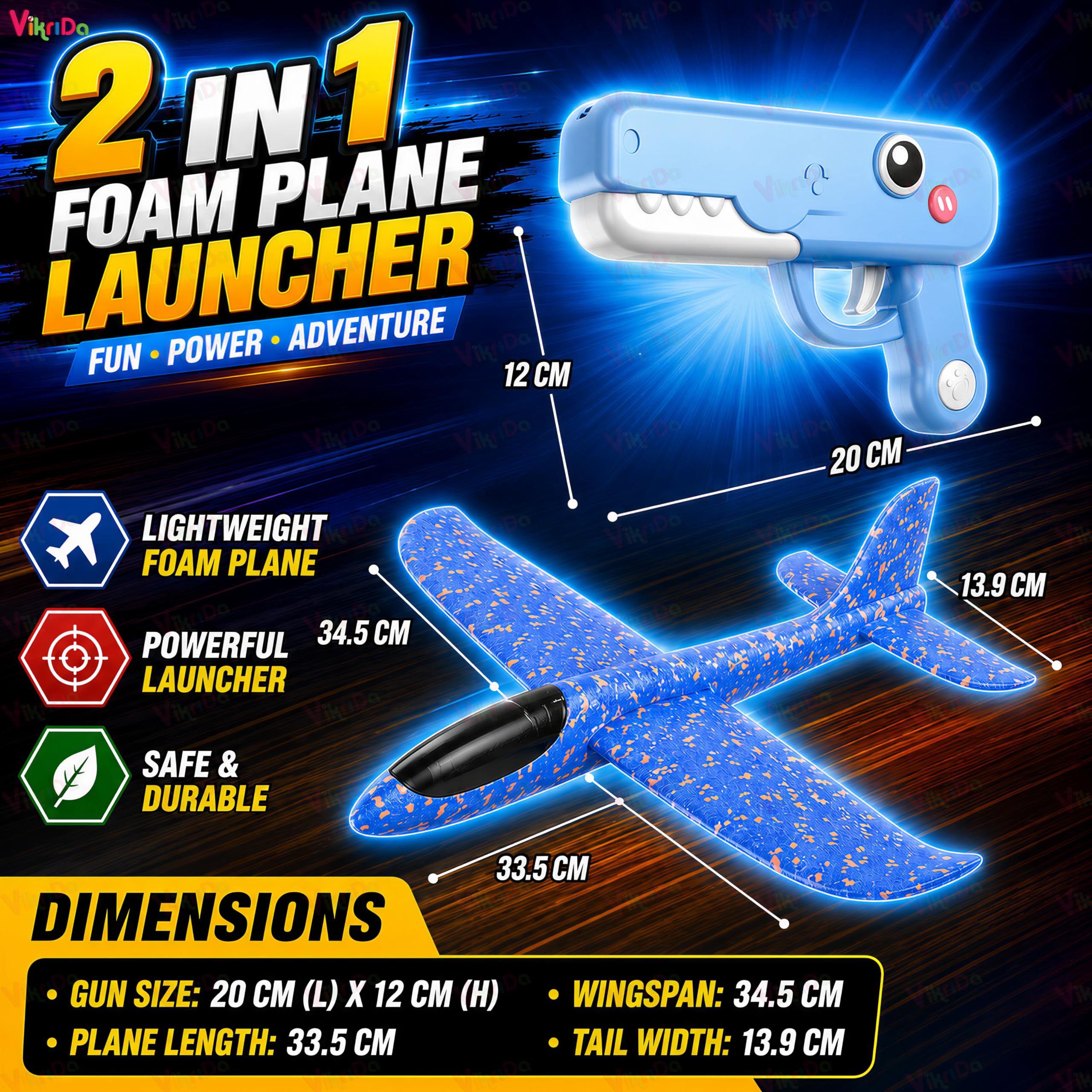 Dinosaur Airplane Launcher Gun Toy - Kids Fun! -2