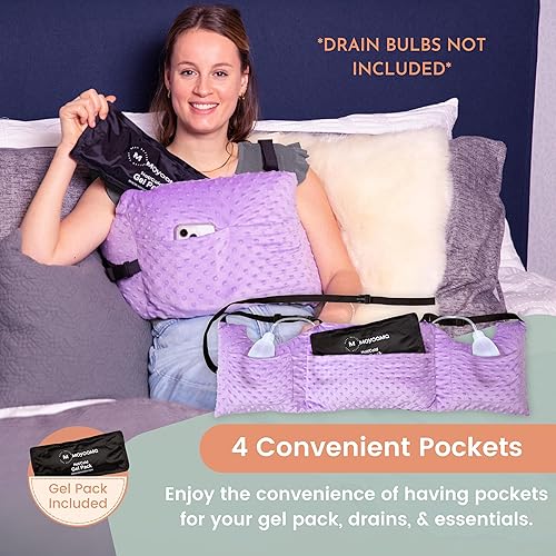 Miniatura 3 de MOYOAMA Almohada post mastectomía  Kit de protección de 4 piezas incluido 1 paquete de gel, cojín para cinturón de seguridad, ducha Lan  Cirugía de