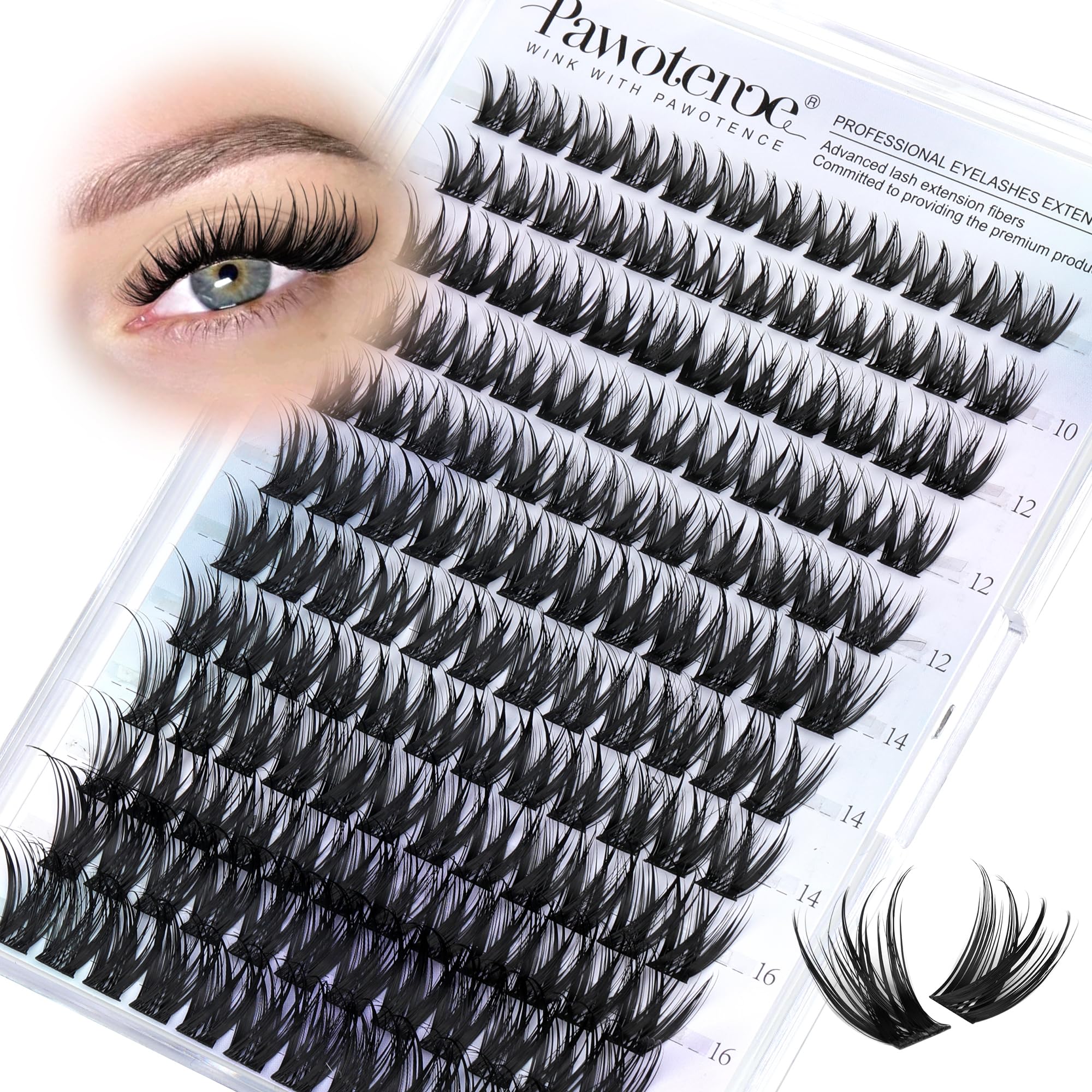 Pawotence Lashes Clusters Wispy Cluster Eyelash Extensions 144pcs Individual Lashes Wet Look 10-18mm Lash Extension DIY False Eyelashes Soft Comfortable Eyelash Clusters