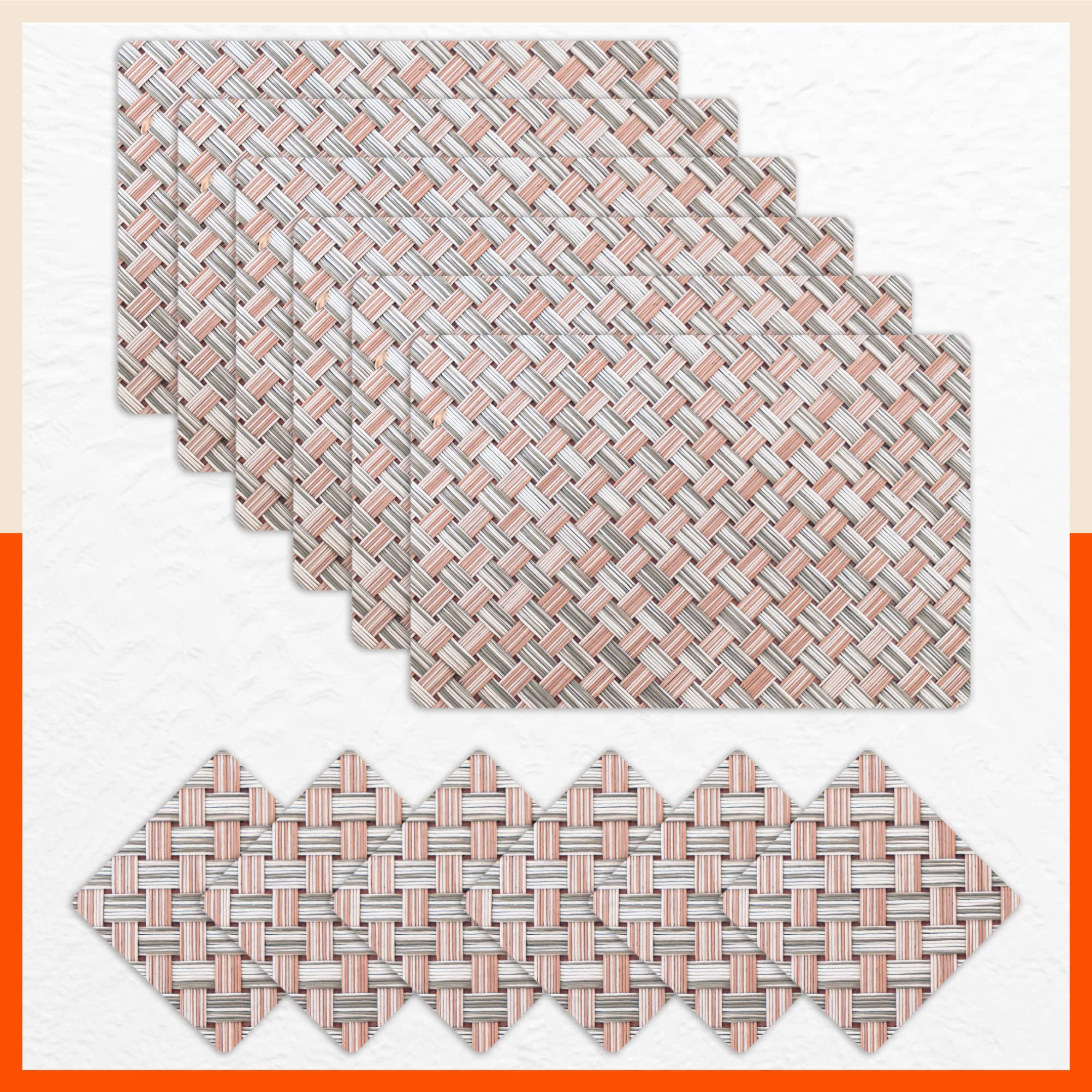 Table Mats by Bathla - Set of 6-45cm x 30cm Table Placemats & Coasters for Home Dining Table | Multipurpose, Heat-Resistant, Waterproof & Washable | Matworks (Modello, Polyvinyl Chloride) (B09KCF6XW9) Amazon Price History, Amazon Price Tracker