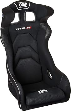 OMP RACING, INC. Seat, HTE-R XL, FIA Approved, Side Bolsters, Harness Openings, Fiberglass, Black, Each