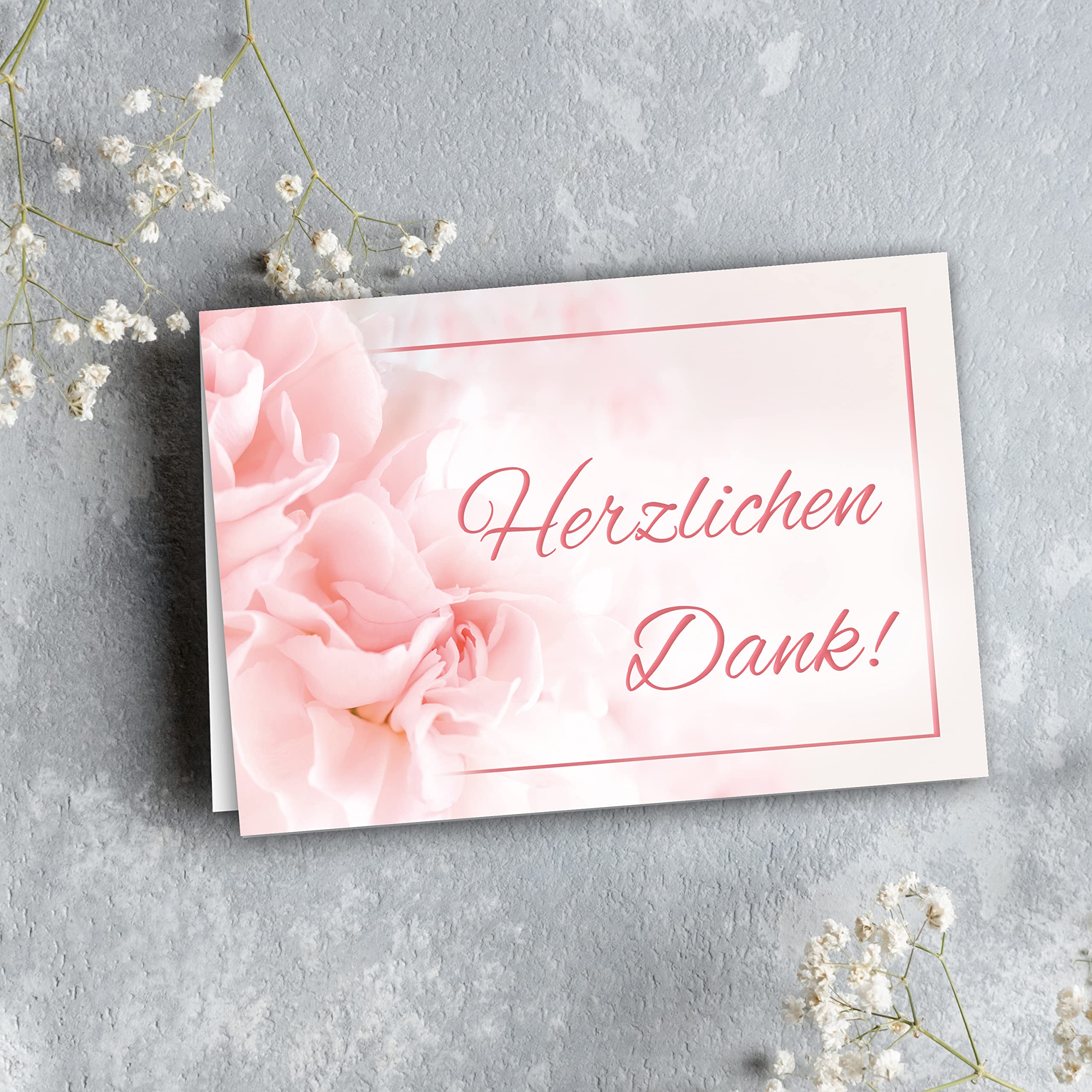 24 Hochzeits-Dankeskarten Mit Umschlägen – Rosa Gold Design, Von Mr. & Mrs., Für Gäste