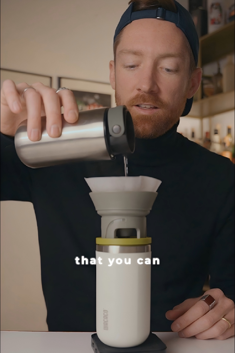 WACACO Pipamoka, Alles-in-één Vacuüm onder Druk Draagbaar Koffiezetapparaat, Geïsoleerd Mok voor Reizen, Handmatige Koffiemachine voor Fietsen, Snelle Extractie, Roestvrijstalen Thermobeker, 10 fl oz