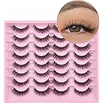 Lashes Natural Look Wispy Fasle Eyelashes 12mm Short Faux Mink Eyelashes Cat Eye Natural Strip Lashes Pack by Zegaine 16 Pairs