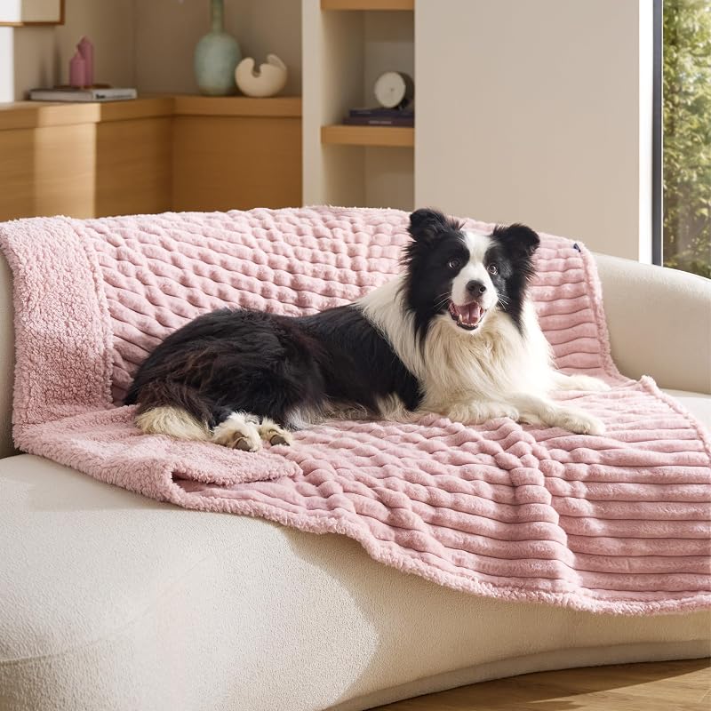 Manta impermeável para cães grandes Bedsure ComfyFleece® dupla face Blush Pink 127 x 152 cm
