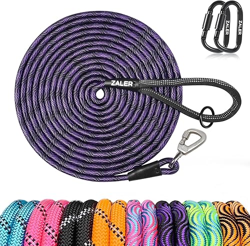Miniatura 13 de ZALER Correa larga para perro, correa de entrenamiento de perros de 50 pies, 30, 20, 15 y 10 pies, correa de entrenamiento para perros, correa Negro