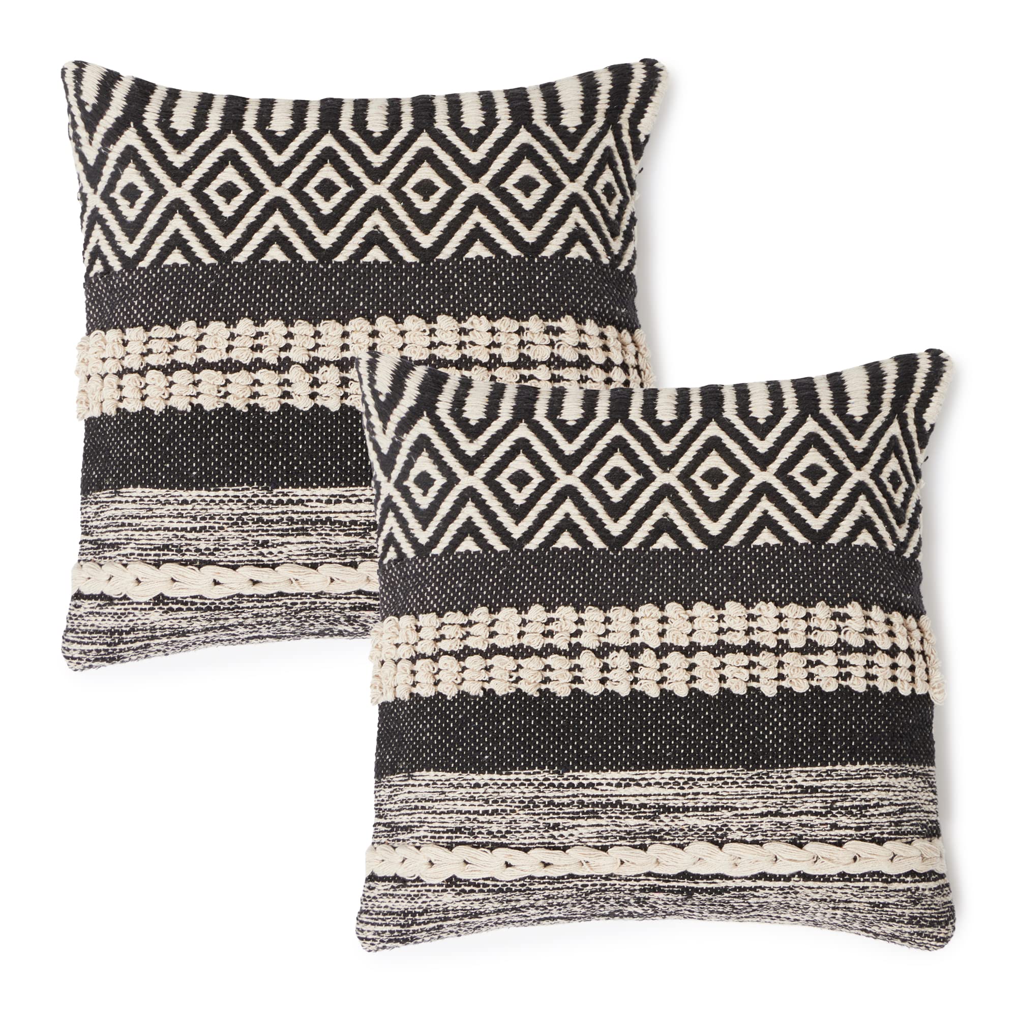 REDEARTH · Handmade Boho Throw Pillow Covers - Bohemian Chic Farmhouse Style - Accent Woven Indoor and Outdoor Pillow Cushion Cases for Couch - Bed -