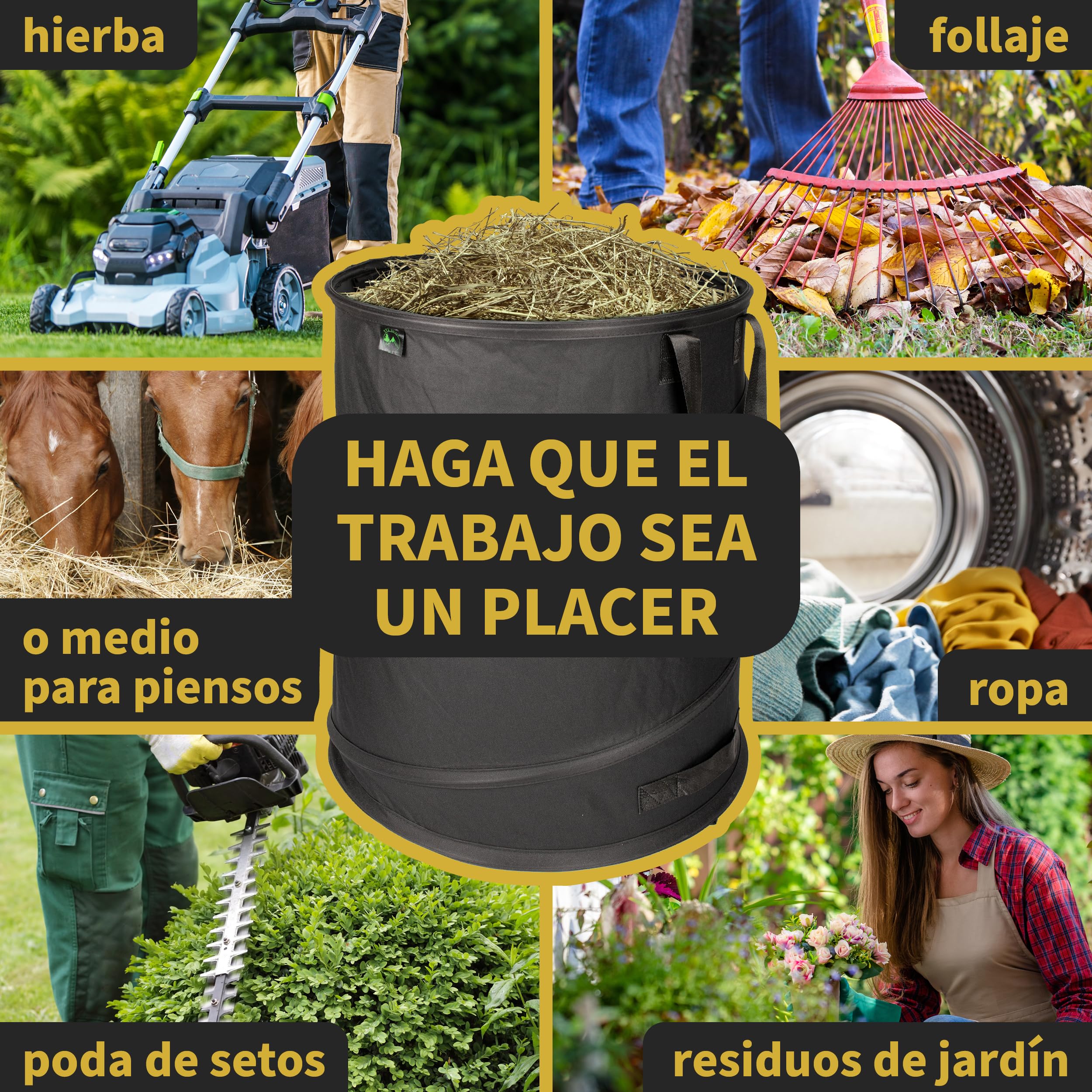 TTL Commerce TTL Garden NEGRO SUPERIOR 3x 170L Bolsa de jardín emergente DOBLE PISO 260gsm extra estable 600D Oxford juego de 3 Bolsa de basura de jardín de 170 litros Bolsa para hojas plegable Resid | Bolsas de basura de jardín 600D Oxford 600D, juego de