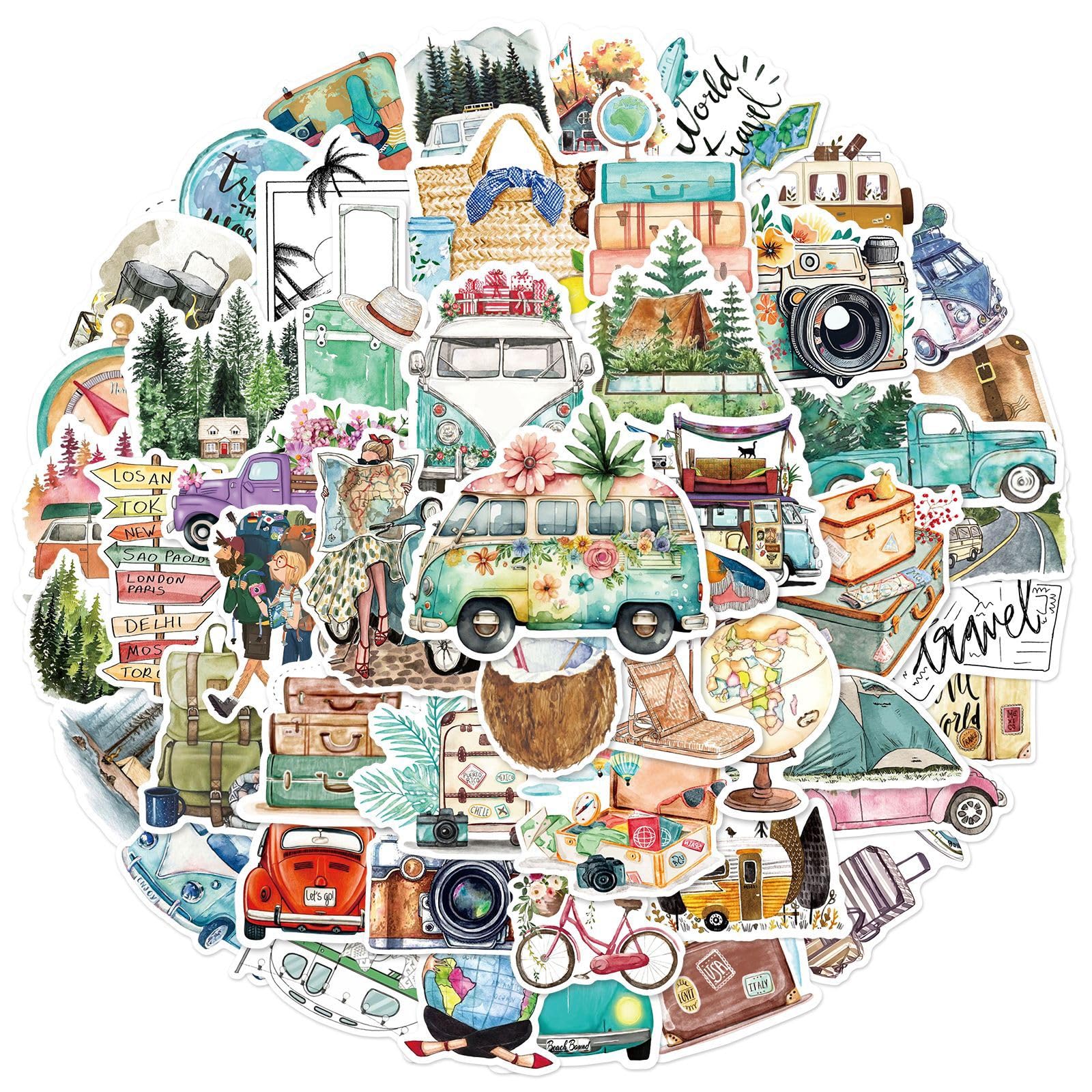 50PCS Outdoor Stickers for Adults Kids Teens,Outdoor Travel Graffiti Waterproof Decals for Water Bottles Journal Scrapbook Luggage Notebooks Bike Laptop Dairy Skateboard Helmet Guitar Phone - Image 3