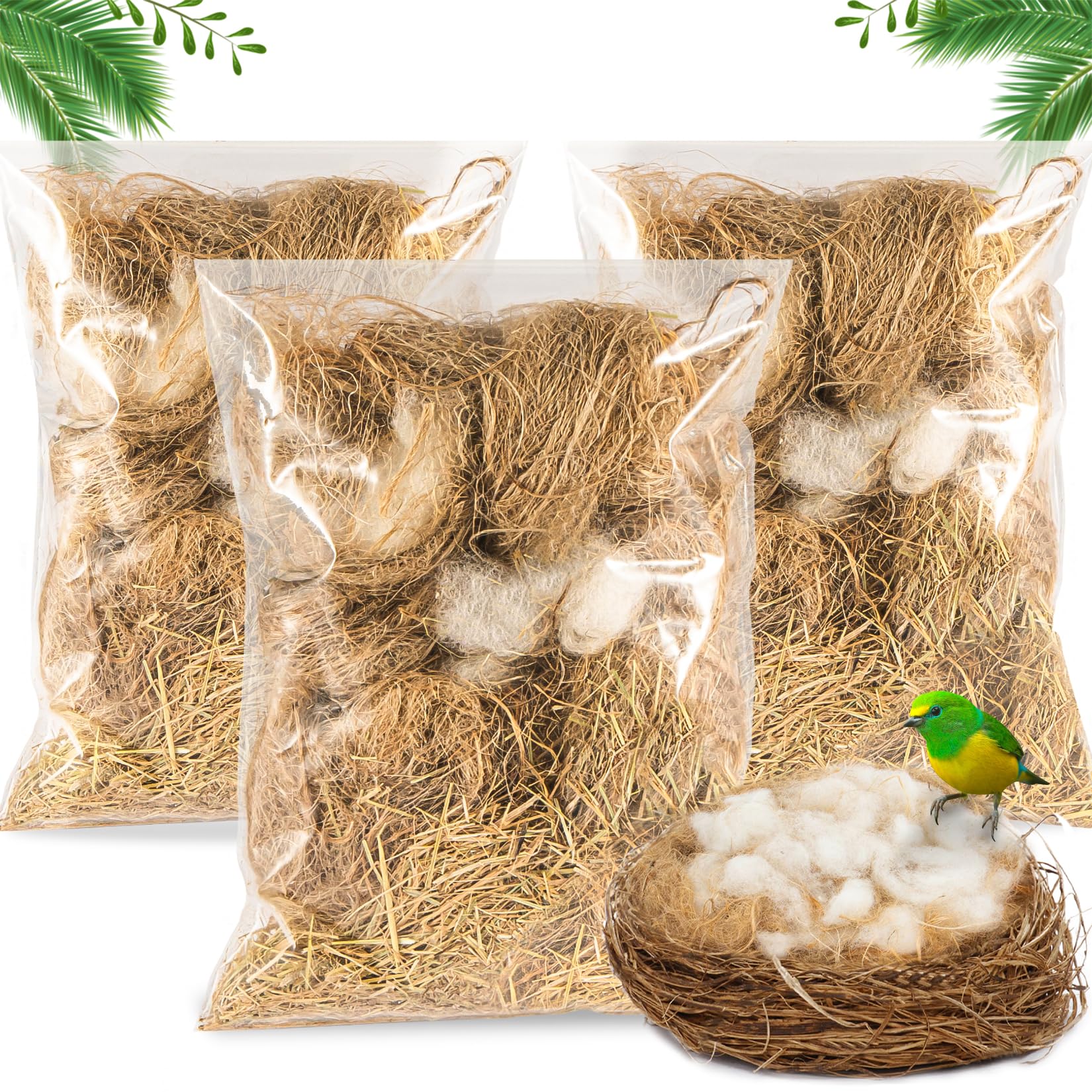 Sukh Bird Nesting Material - Bird Nests Bedding Hummingbird Nesting Material Mixing Canary Nesting Material Finch Nesting Material Parakeet Nesting Materials for Cage,Gardens,Tree Trunks (2)