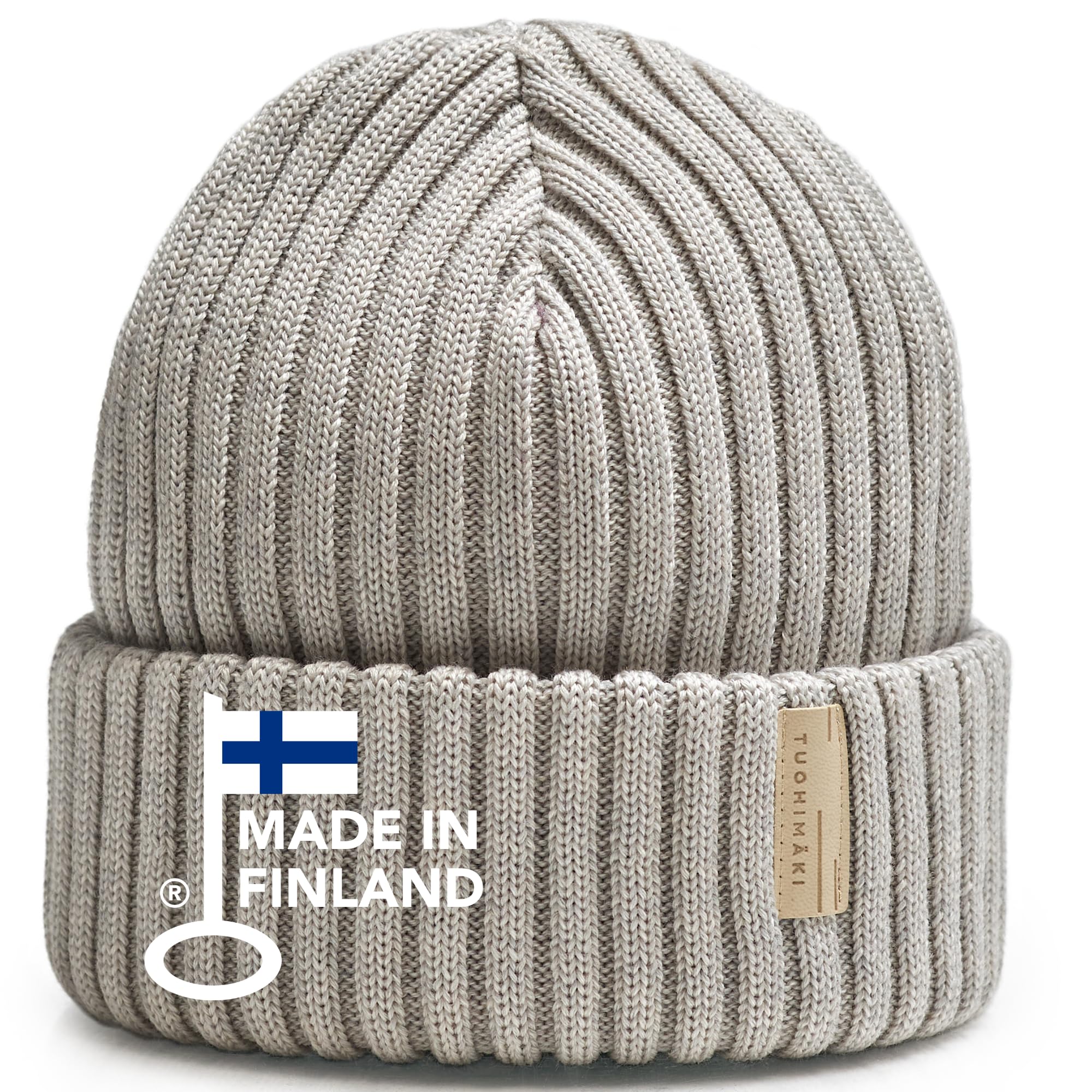 Gorro de lana merino para hombre y mujer, 100 % lana merino extrafina, fabricado en Finlandia, gris, talla única, perfecto para días fríos, gorro de invierno para hombre, gorro de punto de merino