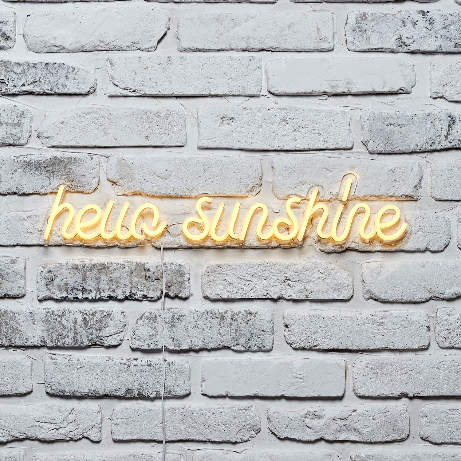 Lights4fun hello sunshine LED Neon Schild strombetrieben Neon Sign Neon Licht Neon Light Neon Schriftzug LED Schriftzug Wand Neon Party Deko