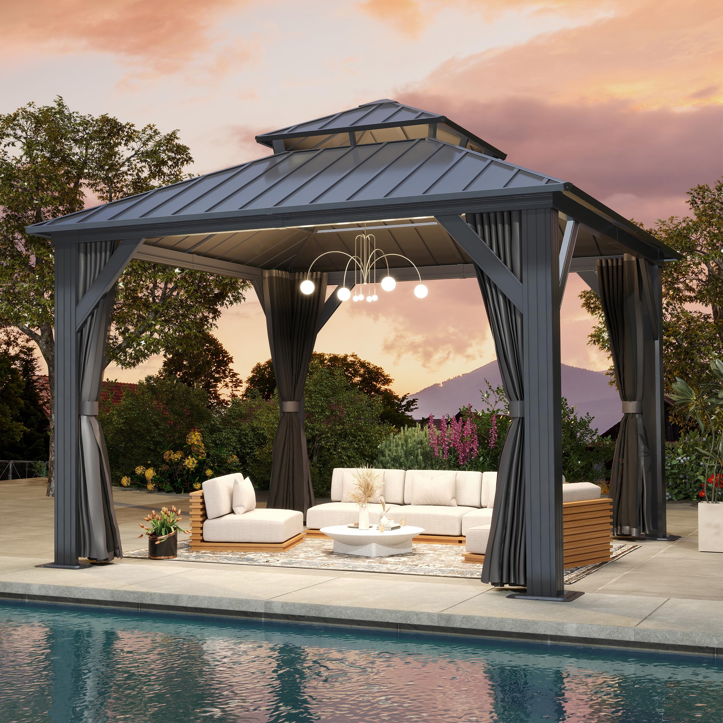 Amazon.com : 12'x12' Hardtop Gazebo, Outdoor Double Roof