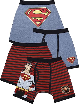 DC Comics Boys Little Batman 2 Pack Vintage Superman Boxer Brief Underwear Multicolored