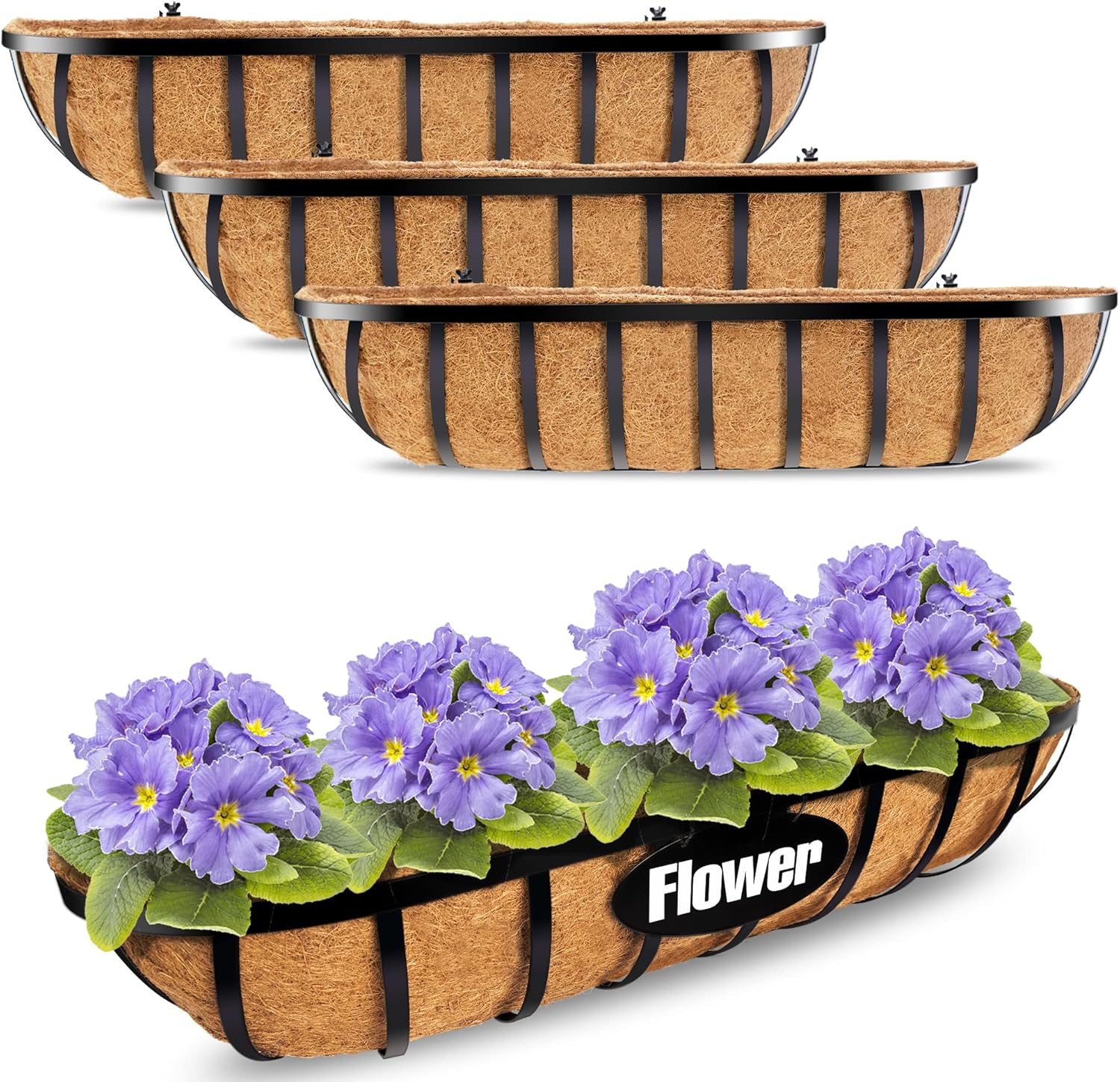 Y&M 4 Pcs Deck 30'' Railing Planters Outdoor Balcony