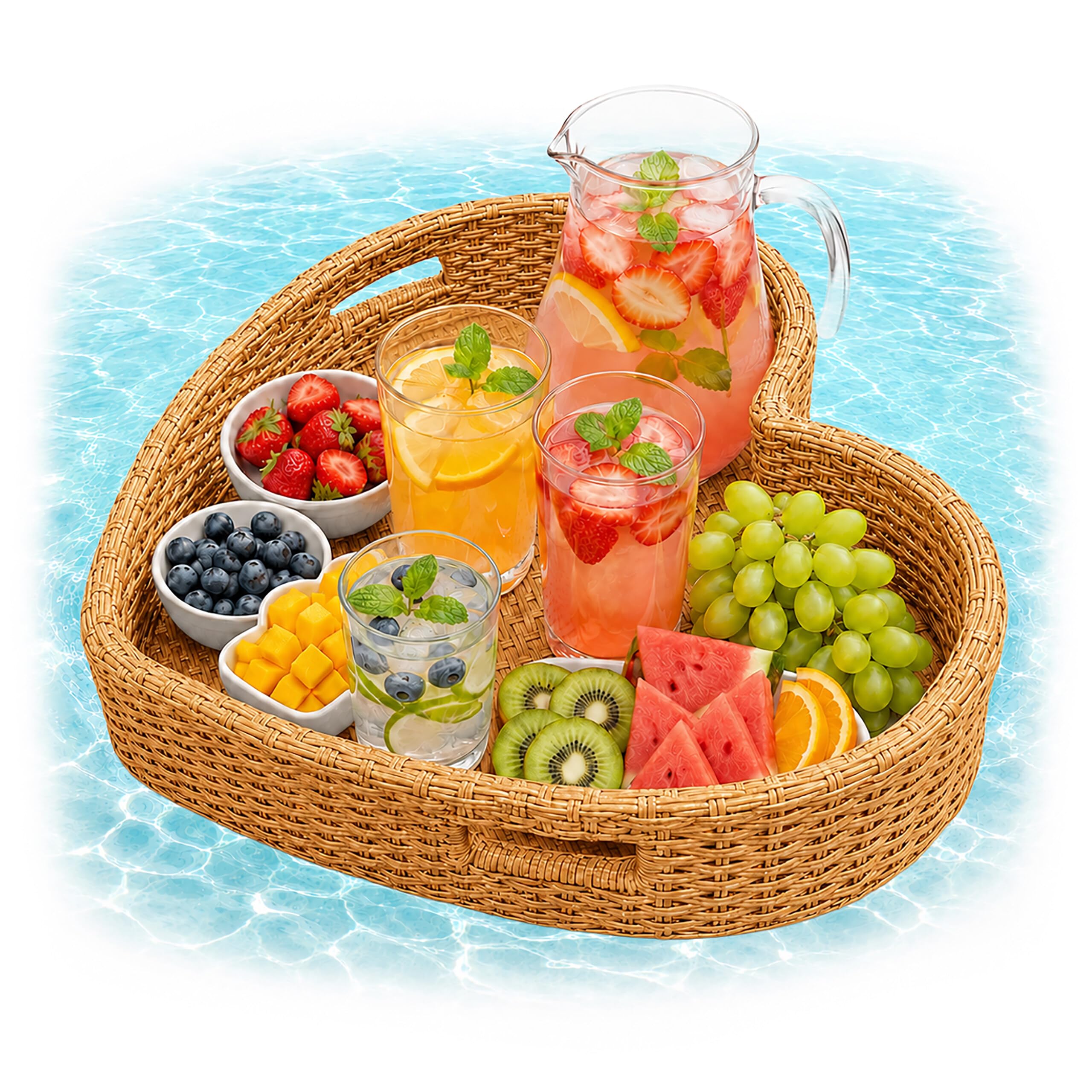 Relaxdays Schwimmendes Tablett Herz, Natur