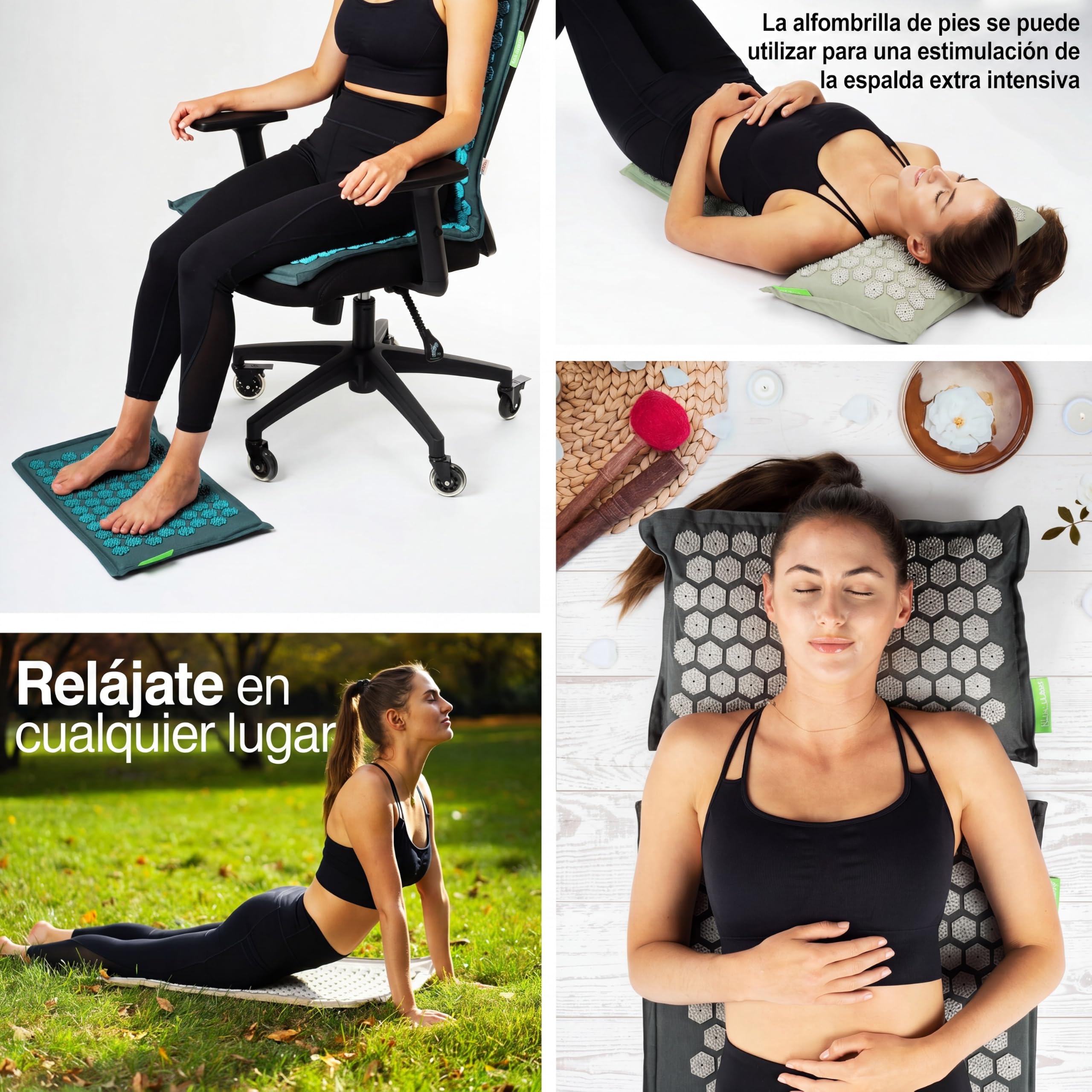 BACKLAxx Set de esterilla acupresion XL – Alfombra acupresion con cojin y bolsa