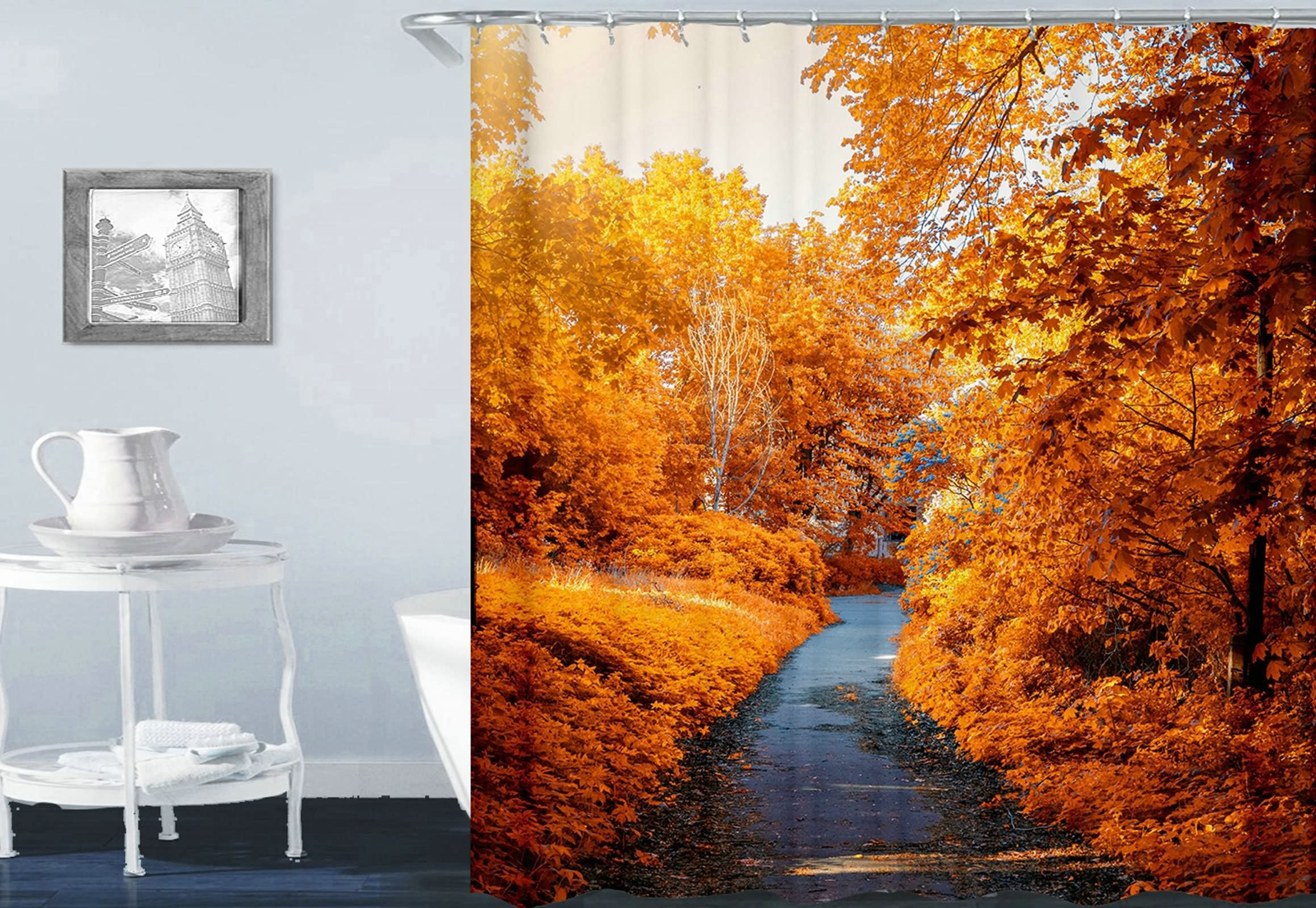 Rideau de douche lavable orange en polyester 180x200cm contre l'humidité de salle de bain