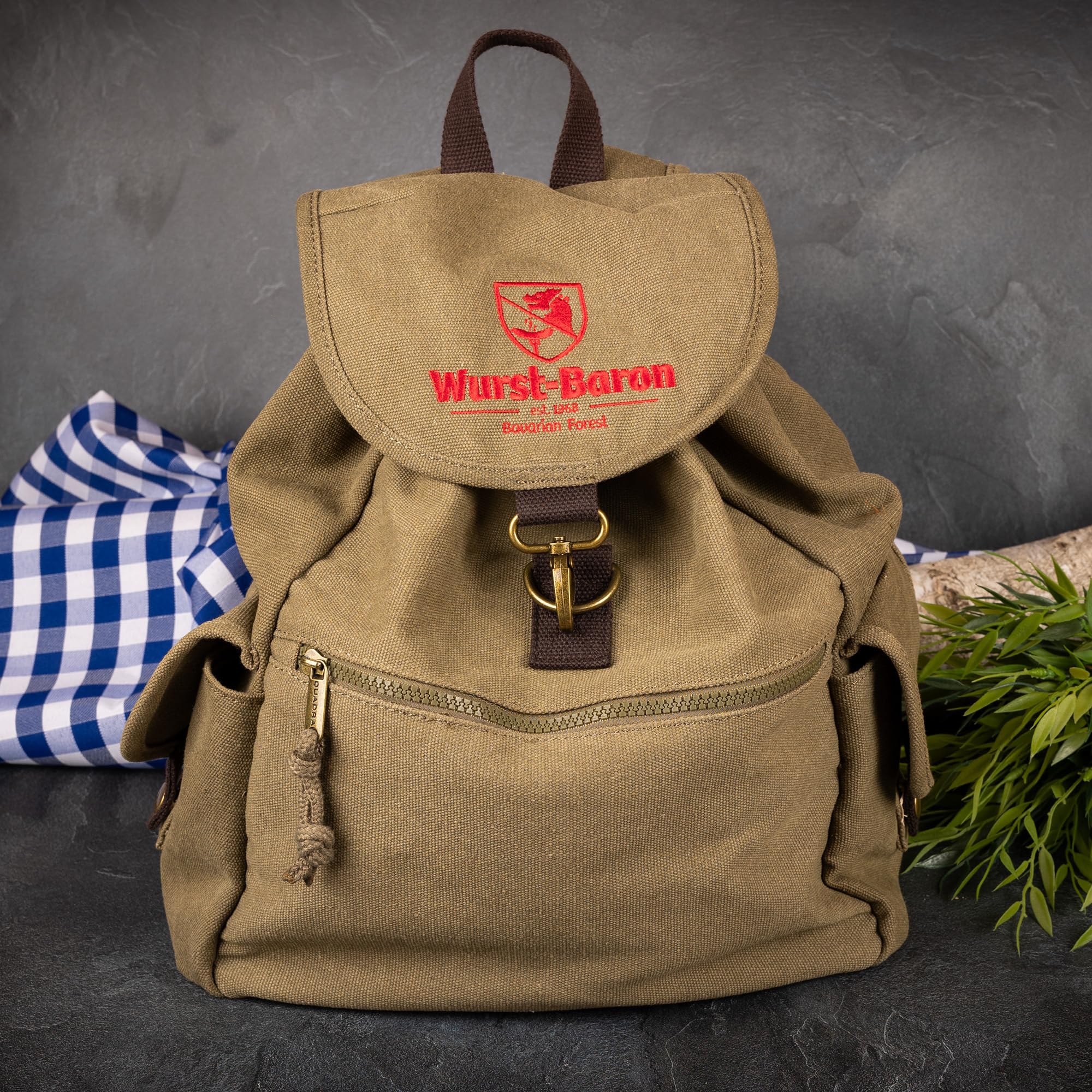 WURSTBARON® Picknick & Wander Rucksack mit Inhalt für Herren & Damen - Inkl. Salami Schinken Käse Schüttelbrot Taschenmesser