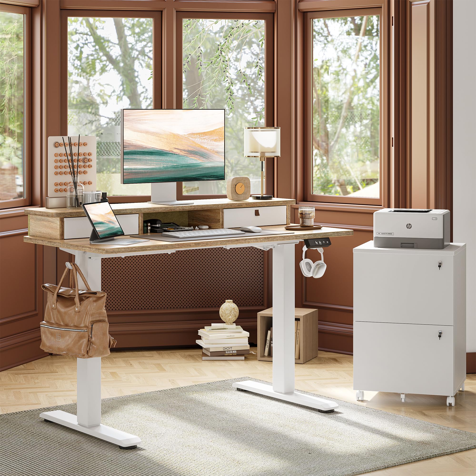 TIQLAB 55x24 Inch Electric Standing Desk with Drawers - Dettaglio